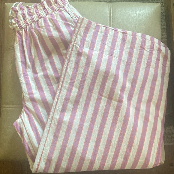Womens Anthropologie Pink/purple & White Striped Cotton ok wide leg pants - Picture 3 of 9